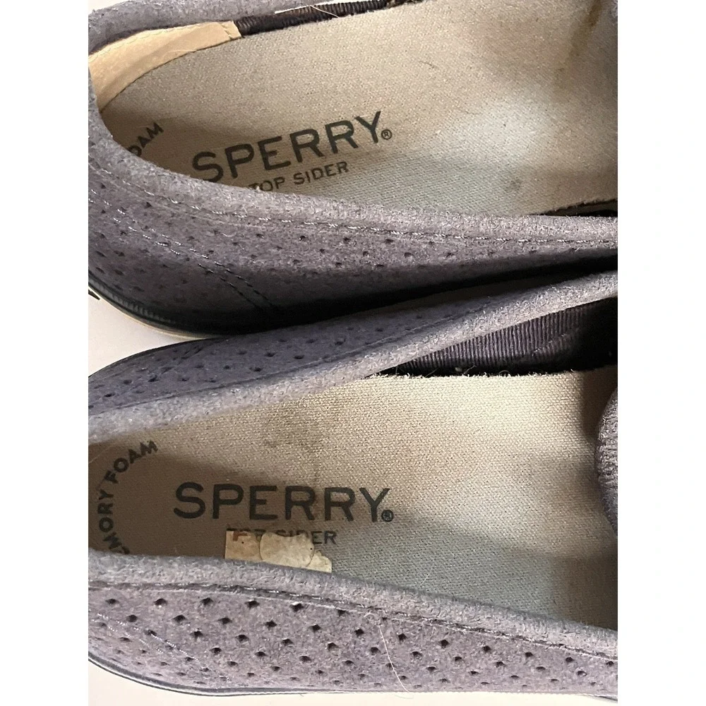 Sperry Shoes Sz 7.5 Black Mesh Seaside‎ Perforated Slip On Sneakers Kicks